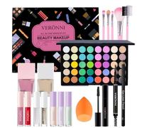 Kit de maquillage pour femme, kit complet, kit de maquillage tout-en-un avec fard à paupières, eye-liner, sourcils, brillant à lèvres, maquillage du visage et pinceaux, ensemble complet de