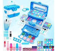 Kit de maquillage pour fille La Reine des Neiges - 57 pièces - Lavable - Jouet pour fille - Cadeau d'anniversaire de princesse pour fille de 4, 5, 6, 7, 8, 9, 10, 11, 12 ans