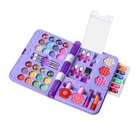 Kit de maquillage pour filles - Jeu de rôle vraiment lavable pour les tout-petits et les petites filles de 3 à 12 ans | Jouet de rôle princesse avec carnet de maquillage violet | Sûr et non toxique