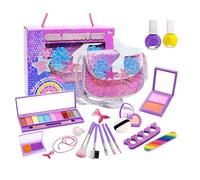 Kit de maquillage pour jouer, lavable et soluble dans l'eau, maquillage pour petites filles avec rouge à lèvres et , pour filles, sœurs, d'âge préscolaire de 3 à 12 ans