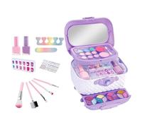 Kit de Maquillage pour Kit de Maquillage pour Filles | Kit de Maquillage pour Petite Fille Lavable | Mallette de Beauté Pliante Jouer Véritable Jouet de Maquillage, Jeu de Princesse