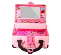 Kit de maquillage pour - Kit de maquillage pour les vraies filles - Kit de jeu de rôle - Kit cosmétique à enfiler - Ensemble de lavabo de beauté avec valise