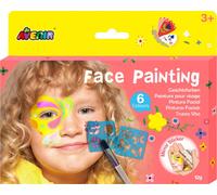 Kit de maquillage pour le visage avec pochoirs inclus - six couleurs non allergènes - fleurs et papillons