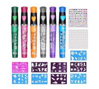 Kit de maquillage pour peinture pour le visage, marqueurs pour peinture pour le visage,Marqueurs corporels 6 couleurs à base d'eau avec 9 pochoirs | Sans danger pour les peaux sensibles, bâtons de mar