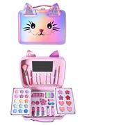 Kit De Maquillage pour | Princesse Véritable Jouet Cosmétique Lavable | Coffret de Maquillage Enfant avec Sac en Forme de Chat,pour Filles, Anniversaire, Fêtes, Déguisement Et