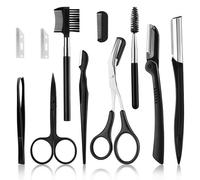 Kit de maquillage pour sourcils, ensemble de 11 pièces, pince à épiler, ciseaux à sourcils, peigne à Clip, lames de remplacement de rasoir