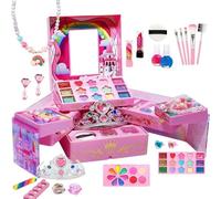 Kit de Maquillage pour Tout-Petits, Ensemble de Maquillage pour Jouer | Jeu de pour Petite Fille,Kits cosmétiques de Princesse de Conception de Grande boîte de Rangement, Jouets de Jeu de s