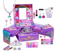 Kit de maquillage pour tout-petits - Maquillage pour | Jouet de maquillage lavable pour petite fille - Grande boîte de rangement, commode de maquillage, jouet de jeu pour tout-petits pour les