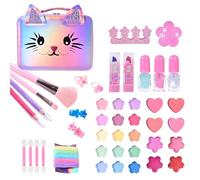 Kit de Maquillage pour , véritables Princesses, Jouet cosmétique Lavable | Kit de Maquillage pour avec Sac en Forme de Chat - pour Jeu de rôle, déguisement, fêtes d'anniversaire