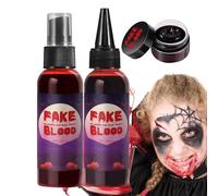 Kit de maquillage professionnel pour Halloween, 160 ml, spray de faux sang pour Halloween, effet spécial, peinture de sang lavable, maquillage de vampire, faux sang