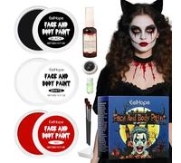 Kit de maquillage professionnel pour Halloween, faux sang pour Halloween, 3 couleurs (noir, rouge, blanc), pour carnaval, zombie, vampire, loup-garou, cosplay, mascarade