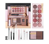 Kit de maquillage tout en - comme illustré - Set de maquillage | Set de 11 pièces de maquillage pour lèvres, fard à paupières, correcteur, pinceaux illuminateur | Débutants quotidiens voyage