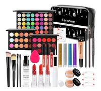 Kit de maquillage tout-en-un, coffret cadeau de maquillage pour les femmes débutantes, kit de démarrage de maquillage essentiel comprenant une palette d'ombres à paupières, un rouge à lèvres