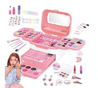 Kit de maquillage Washable Toddler, Kids Makeup Set for Girls, Play Makeup Toys with Mirrors, Safe and Easy to Use Cosmetic Kit for Little Girls Ages 3-12, Fun Pretend Play Makeup Kit for Children