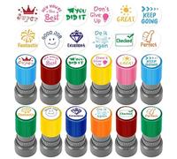 Kit de marquage pour enseignants - Tampons de notation compacts et polyvalents, douze encreurs de commentaires | Pack d'impressions, supports pédagogiques attrayants pour la motivation des élèv