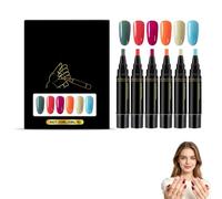 Kit de marqueurs pour vernis à ongles professionnel, 6 couleurs, marqueur gel 3-en-1 à séchage rapide, idéal pour les débutantes et les passionnées de nail art. Sublimez vos ongles où et quand vous le
