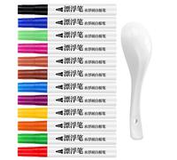 Kit De Marqueurs Premium Avec 12 Marqueurs Pour Tableau Blanc Et Une Cuillère Pour Motifs Flottants - Imperméable Et Résistant À La Décoloration