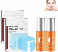 Kit de masque au collagène Lushly (masque + spray), films de collagène pur de qualité supérieure, masque et brume au nanocollagène soluble (2 pièces)