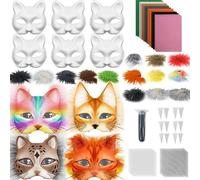Kit de masque de chat à faire soi-même pour enfants et adultes - Masque vierge en forme d'animal avec feuilles en feutre et en maille, ensemble d'artisanat pour Halloween/cosplay (papier, plus de 20