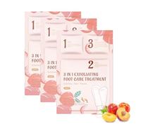 Kit de masque de pelage à pied, masque de pelage à pied instantané - Traitement de soins aux pieds exfoliants avec mousse nettoyante, chaussettes de pelage hydratant extrait de pêche (3pcs)