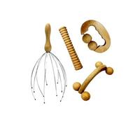 Vivezen - Kit de massage 4 pièces, rouleau en bois pour le dos, la tête, les pieds et multi-usage