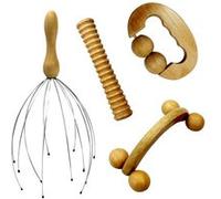 Vivezen - Kit de massage 4 pièces, rouleau en bois pour le dos, la tête, les pieds et multi-usage