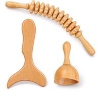 Kit de massage en bois avec bâton et rouleau Gua Sha, bâton de thérapie en bois de hêtre, drainage lymphatique, rouleau de fascia, pour le dos et les jambes, anti-cellulite, relaxant