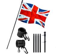 Kit de mât de drapeau télescopique, rotatif à 360°, pour guides de voyage, camping, enseignants, excursions, compétitions, maison, cour, clôture, toit de 1,8 m
