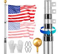 VEVOR Kit de mât de drapeaux télescopique 7300 mm en aluminium robuste argent