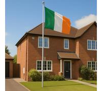 Kit de mât sectionnel en aluminium robuste de 6,1 m avec drapeau irlandais de 1,5 x 0,9 m - Ensemble de mât d'extérieur avec boule dorée, corde et clips - Affichage résistant aux intempéries pour