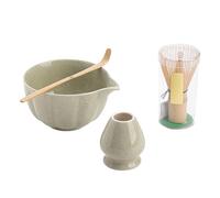 Kit de match | Ensemble de match de 19,6 cm | Ensemble en bois céramique matcha 4 pièces - Thé avec bol 500 ml Chasen Whisk Cuillère Support | Accessoires complets pour la cérémonie du thé pour les