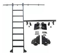 Kit de matériel de bibliothèque roulante - Kit de rail coulissant noir, rail mobile en tube rond en acier de 1 à 6,1 m (sans échelle) avec roue à rouleau de sol (kit de rail de 100 cm)