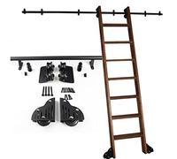 Kit de matériel de rail d'échelle coulissante de bibliothèque de matériel d'échelle roulante, rail d'échelle mobile en tube rond en acier (sans échelle)(488cm Kit de piste)