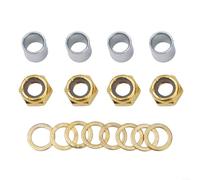 Kit de matériel de roulement de longboard pour une conduite fluide (doré) | Design doré, 4 écrous inclus, 8 rondelles, 4 entretoises, s'adapte à la plupart des planches