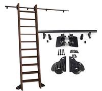 Kit de matériel d'échelle coulissante de bibliothèque de 3,3 à 6,1 m de long, rails d'échelle roulants en acier noir, tube rond pour étagères et bureaux à domicile, utilisation en intérieur