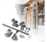 Kit de matériel pour échelle coulissante, matériel roulant rétractable pour bibliothèque, rouleau de sol en acier robuste, rail coulissant pour échelle mobile (200 cm)