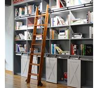 Kit de matériel pour échelle de bibliothèque roulante de 1 m 6 m avec rail à rouleau coulissant/rail rond avec roues au sol (échelle non incluse) Taille 100 cm