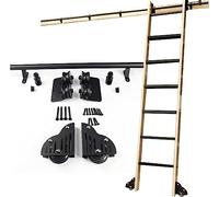 Kit de matériel pour échelle roulante pour étagères, rangement et armoires - Installation facile, système mobile sans échelle incluse