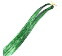 Kit de mèches à paillettes for cheveux 110 cm, extensions en soie pailletées, accessoire fils brillants et colorés for femmes, 1 pièce (rouge)(Green)