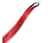 Kit de mèches à paillettes for cheveux 110 cm, extensions en soie pailletées, accessoire fils brillants et colorés for femmes, 1 pièce (rouge)(Red)