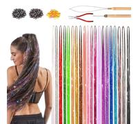 Kit De Mèches De Cheveux Brillants Pour Filles - Ensemble De Décoration De Cheveux Brillants | Finitions Résistantes À La Chaleur Pour Les Soirées À Thème Carnaval, Nouvel An, Halloween Et Anniversair