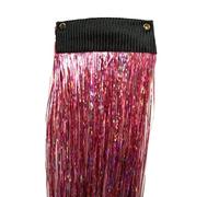 Kit de mèches scintillantes brillantes 45-50 cm, extensions cheveux, accessoires tresses à paillettes colorées (rouge)(Deep Pink)