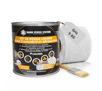 Kit de Membrane d'Étanchéité - Incl. un pinceau et un non-tissé - Joint exterieur et interieur - Colle Étanche pour Fissures & Fuites - Directe Sans Primaire - Tous Matériaux (Gris, 5kg)