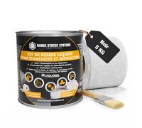 Kit de Membrane d'Étanchéité - Incl. un pinceau et un non-tissé - Joint exterieur et interieur - Colle Étanche pour Fissures & Fuites - Directe Sans Primaire - Tous Matériaux (Noir, 5kg)