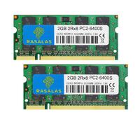 Kit de mémoire RAM Rasalas DDR2 PC26400 DDR2 800 Sodimm DDR2 4 Go (2 x 2 Go) PC2 6400S 2RX8 1,8 V CL6 pour ordinateur portable