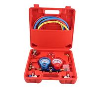 Kit de mesure de fluide frigorigène Manifold pour R134A, calibre Manifold, kit AC, tuyau de avec jauge et crochet avec longueur de tuyau : 1,5 m R134a Manomètre Manomètre