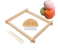 Kit de métier à fait à la main DIY - Construction en bois de bambou, cadre de tissage assemblé de 11x8,7 pouces, aiguille à tapis, navette, multicolore, outils d'artisanat | Kit d'art à