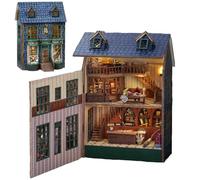 Kit de meubles de maison de poupée miniature en bois fait à la main avec LED, échelle 1:24, jouets créatifs en bois pour adultes, amis, amoureux, cadeau d'anniversaire (maison magique)