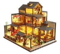 Kit de meubles miniature en bois Spilay, modèle de cour japonaise fait à la main, boîte à musique, jouet créatif 1:24 pour adulte