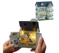 Kit de meubles miniatures en bois fait à la main avec LED, échelle 1:24, jouets créatifs en bois pour adultes, amis, amoureux, cadeau d'anniversaire (maison accueillante)